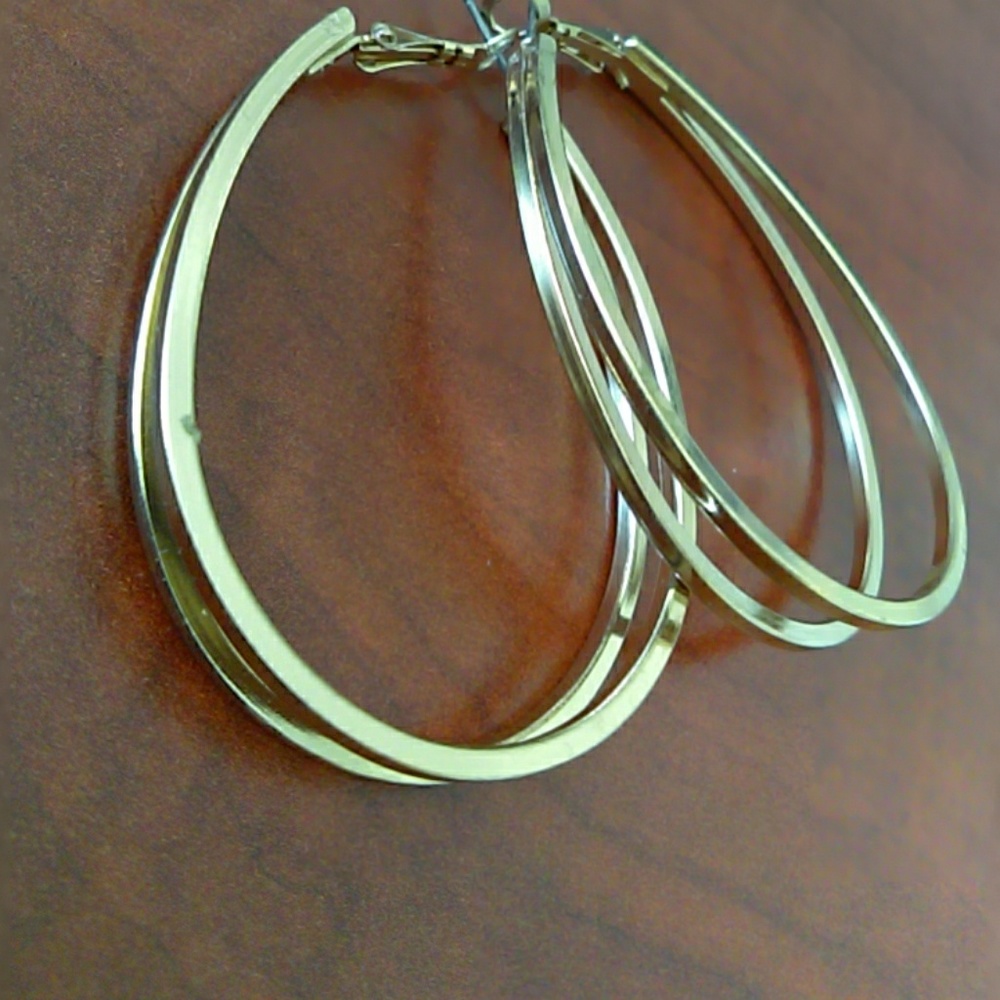 Double teardrop gold earrings "New"